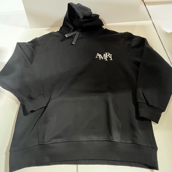 NEW with Tags AMIRI Staggered Logo Hoodie in Black Size XL - Picture 1 of 3